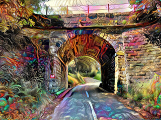 Victorian stone built bridge on, East Lee Lane, Todmorden,       digital art