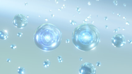 3D rendering cosmetic bubble background design Scene made of abstract science with water bubbles. bubble design magic for cosmetics