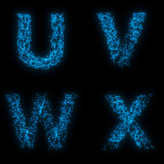 Set of Plexus Style Letters on Black Background