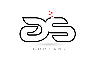 AS connected alphabet letter logo icon combination design with dots and red color. Creative template for company and business