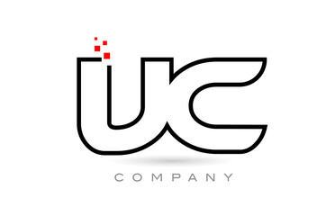 VC connected alphabet letter logo icon combination design with dots and red color. Creative template for company and business