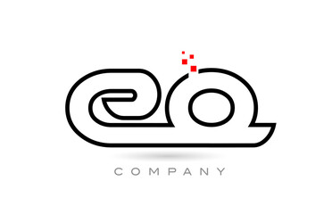 EQ connected alphabet letter logo icon combination design with dots and red color. Creative template for company and business