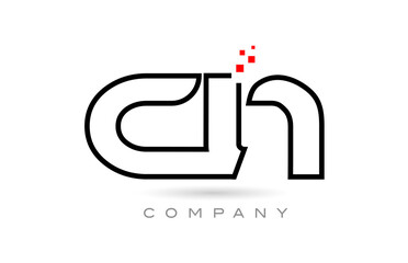 CN connected alphabet letter logo icon combination design with dots and red color. Creative template for company and business