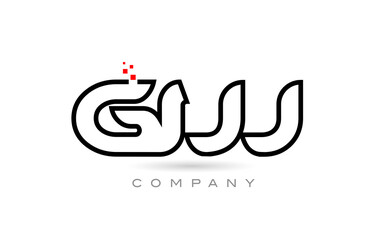 GW connected alphabet letter logo icon combination design with dots and red color. Creative template for company and business