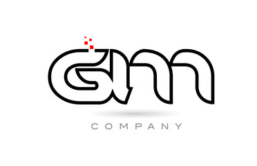 GM connected alphabet letter logo icon combination design with dots and red color. Creative template for company and business