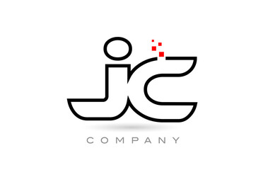 JC connected alphabet letter logo icon combination design with dots and red color. Creative template for company and business