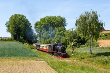Miljoenenlijn steam train locomotive museum railway near Wijlre in the Netherlands