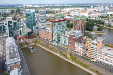 Plakat Medienhafen in Düsseldorf, Deutschland