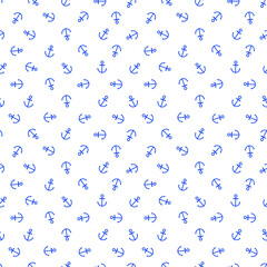 nautical blue anchors and marine graphic vector seamless pattern, boy anchor pattern wallpaper, marine white background