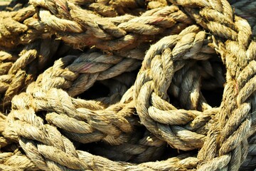 Fototapeta na wymiar close up of a rope on a ship