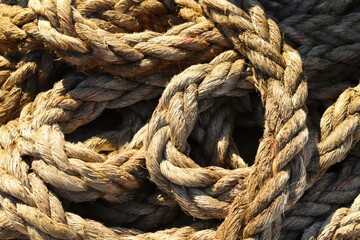 Fototapeta na wymiar close up of a rope on a ship