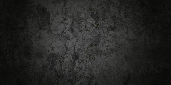 Dark Black stone concrete texture background anthracite panorama. Panorama grunge dark grey black slate background or texture, vector black concrete backdrop texture. stone wall background. © MdLothfor