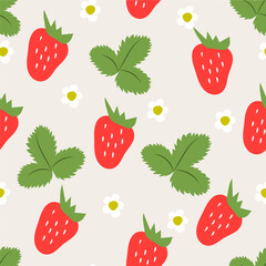 Seamless pattern with Strawberry. Vector hand draw strawberry background.