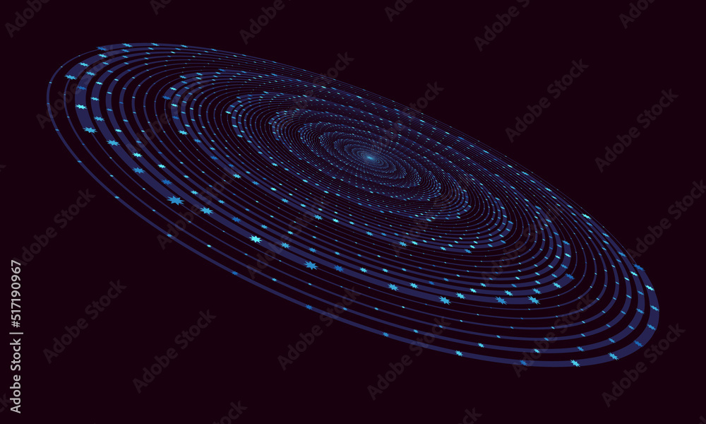 Poster spiral blue lines with dots as dynamic abstract vector background or logo or icon. yin and yang symb