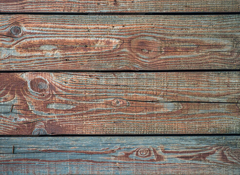 Rustic Brown Weathered Wood Grain wood planks background  blue-green painted old texture vintage knots and nail holes Rustic Weathered, flaked paint exfoliate Fence beautiful