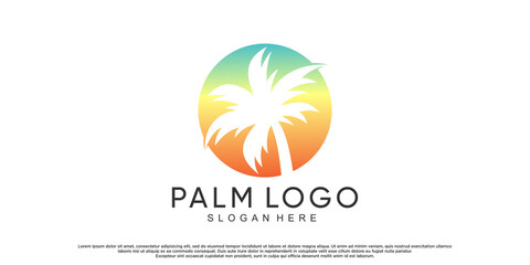 Obraz premium Palm tree logo design template with creative concept Premium Vector