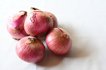 onion (bawang merah) on white background isolated