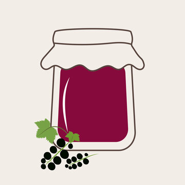 recommend clip art: Fruit jam isolated icon, jelly jar outline vector icon. currant jam jar with fresh berry isolated on white background.	