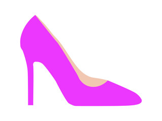 Pink high heel shoe isolated on white background vector illustration. Womens pink high heel shoes. Sale banner template. Female sexy shoes, patent leather shoes.