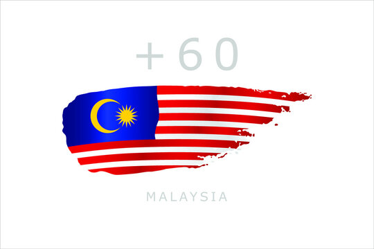 Unique brush style grunge flag of Malaysia with code area