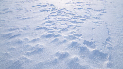 Texture of white snow with natural roughness.