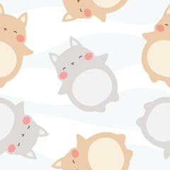 cute cat seamless pattern, vector illustration