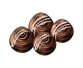 Chocolate ball watercolor vector on white background