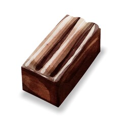 Dark chocolate bar watercolor vector on white background