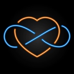 endless love neon sign, modern glowing banner design, colorful modern design trends on black background. Vector illustration.