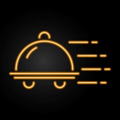 food delivery neon sign, modern glowing banner design, colorful modern design trends on black background. vector illustration.
