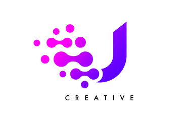 Bubbles Dots Letter U Logo Design. Creative Letter Icon with Blue Bubbles and Circular Dots Vector