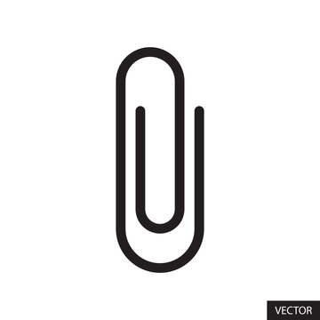 Paper clip or Add attachment vector icon in line style design for website design, app, UI, isolated on white background. Editable stroke. Vector illustration.