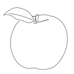 An apple drawn with a single line. Vector illustration on a white background