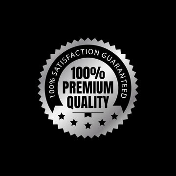 luxury 100 percent premium quality silver badge and label. vector illustration.