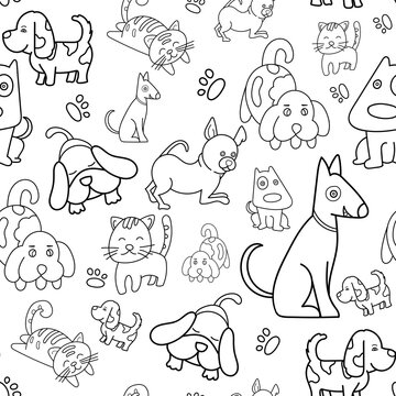 dog cat pattern seamless