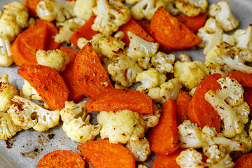 Fried vegetables - cauliflower and batat - sweet potato.