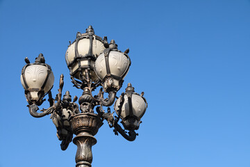 Fototapeta na wymiar Street Lamp With Blue Sky Background, Ankara, Turkey