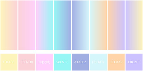 Stylish pastel gradient set color pick Pastel pallete set Color template