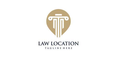 Law logo design concept vector with pin location style, lawyer, law firm, justice