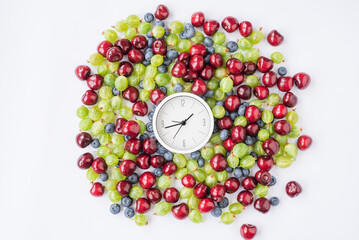 Time for seasonal berries and vitamins for a snack, breakfast, lunch. Healthy food. raw food diet