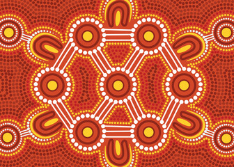 Aboriginal dot connection concept artwork - Vector