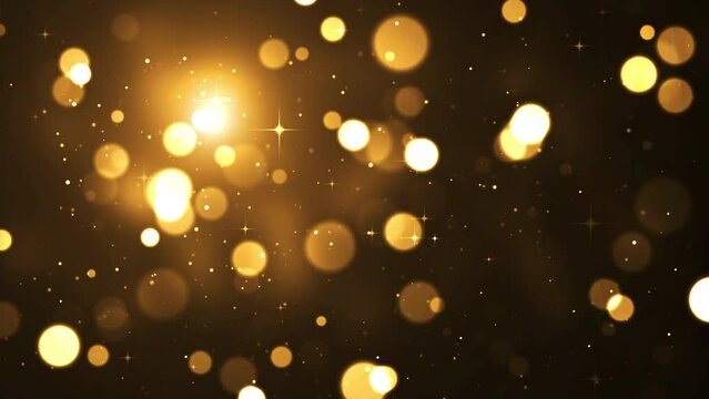 Golden Bokeh Festive Sparkle Background. 4K Loop-able Video Suitable for Title Reveal Animation of Christmas, Party, Events, and Business Names.
