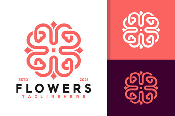 Abstract Flower Heart Logo Design, Brand Identity logos vector, modern logo, Logo Designs Vector Illustration Template
