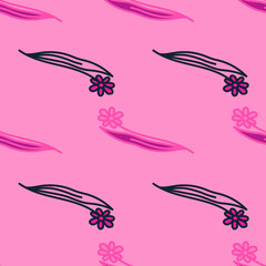 Hand drawn flower seamless pattern. Simple floral wallpaper.