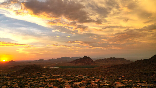 A High Definition Aerial Shot Of Las Sendas In East Mesa Arizona.
