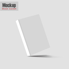 White vertical cover letter mockup template realistic image with sample illustration design. Vertical white hardcover book. Visual mockup. Template with sample design. 3D illustration.