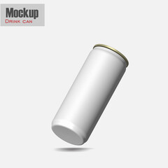 White soda can isolated from the background. 3d rendering.Empty white aluminum can with beverage on white background with clipping path, Mockup for design.
