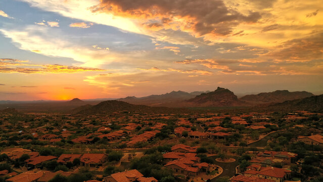 A High Definition Aerial Shot Of Las Sendas In East Mesa Arizona.
