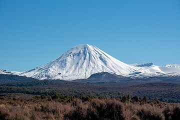 Mt Ngauruhoe and the central plateau in winter