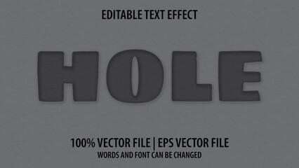 Editable text effect modern 3d HOLE and minimal font style